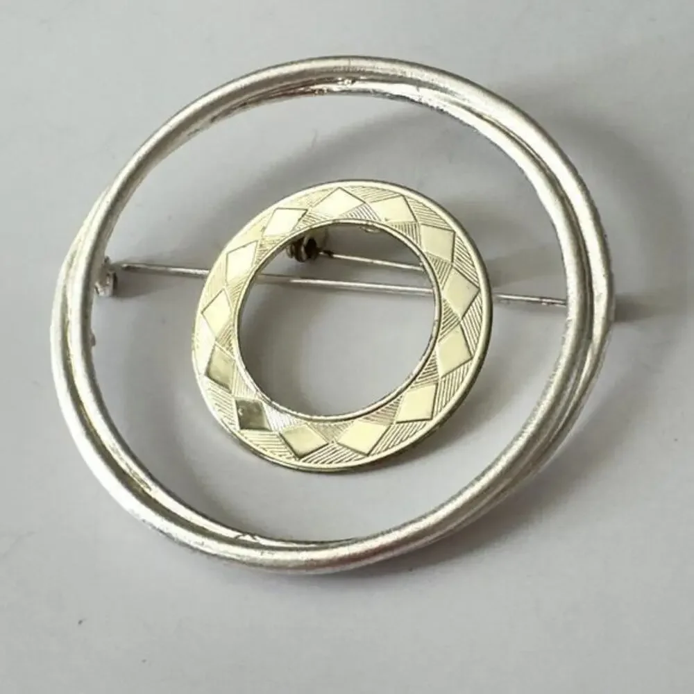 Lot of 2 Vintage Silver Tone Statement Pin Brooches Estate Jewelry 1990’s